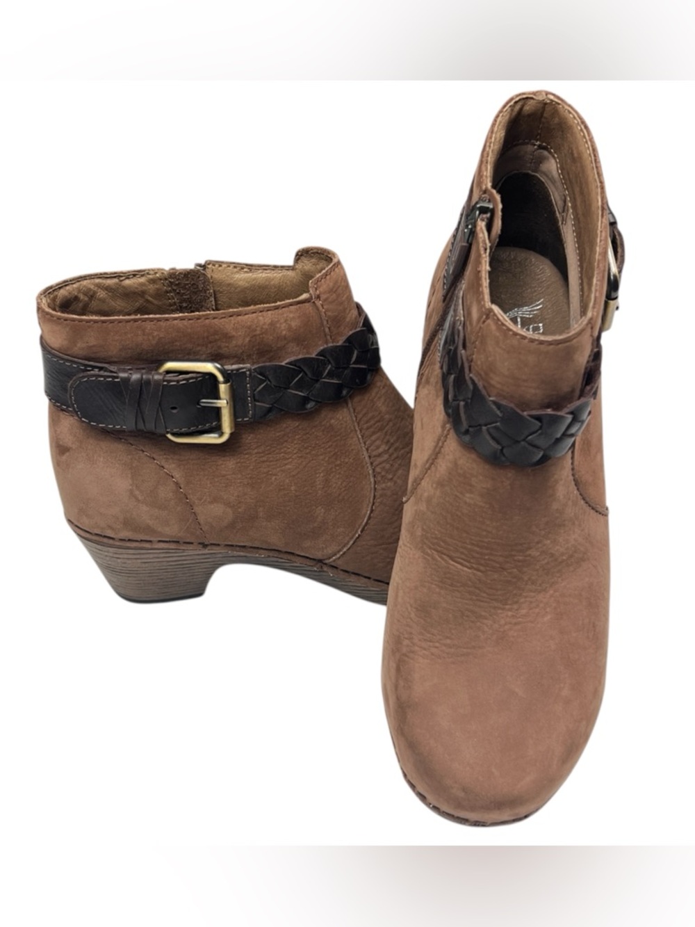 Dansko Brown Leather Ankle Boots with Braided Leather And Buckle Accents Size 39